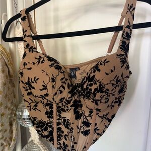 Windsor Black Floral on Tan corset